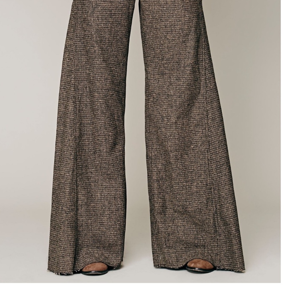 Free People Extreme Flare Tweed Pants Wool Blend Size 6 - Picture 2 of 8